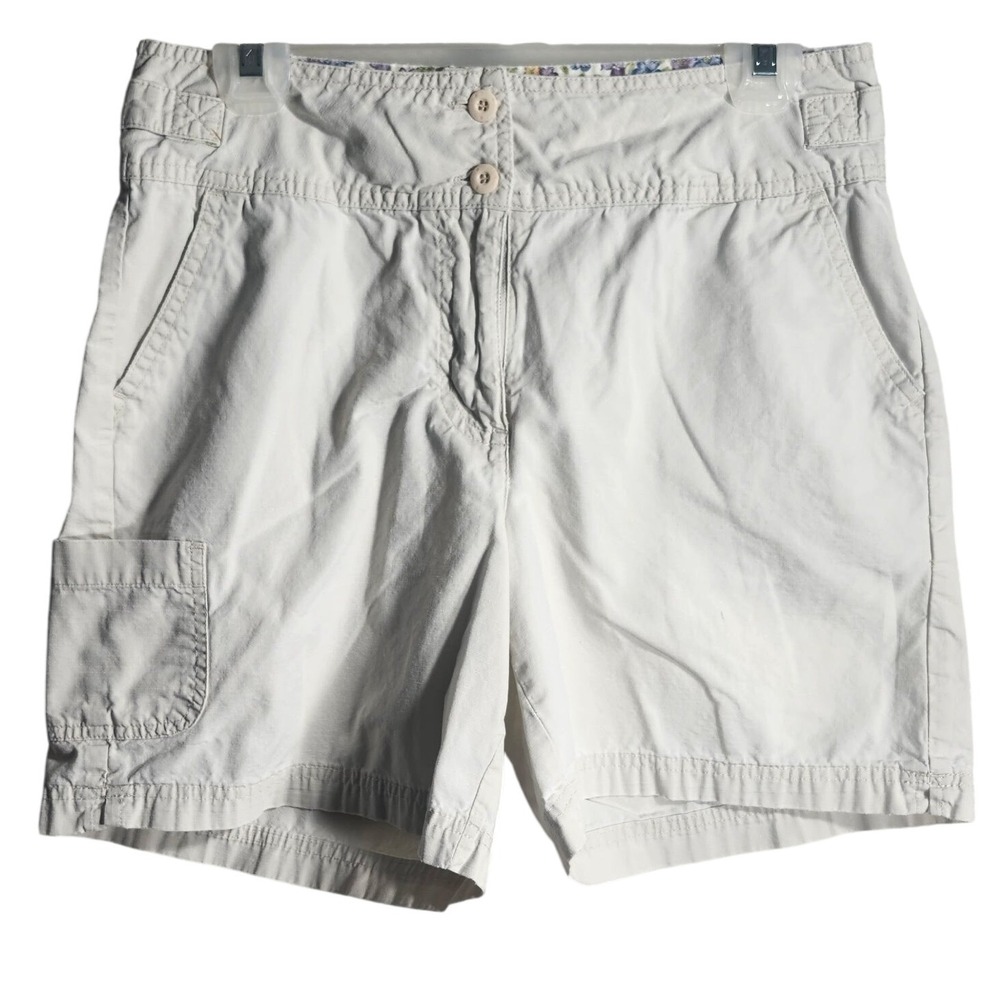 Bill Blass‎ Women's Tan Beige Cotton Button Fly Cargo Shorts Size 8